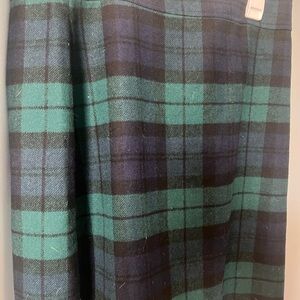J. Crew Green and Black Plaid A-Line Skirt